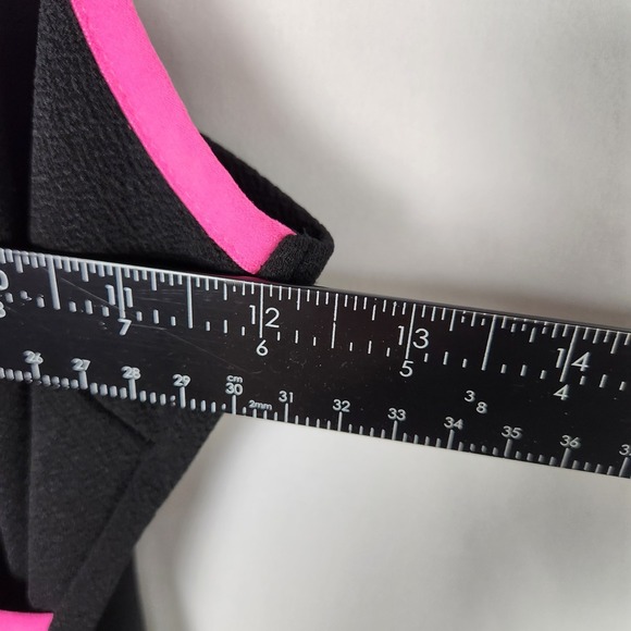 Almost Famous Womens Black Pink Spaghetti Strap Asymmetrical Hem Dress Juniors M - Picture 5 of 7